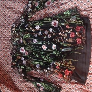 Anthropologie Solitaire Embroidered Mesh Lined Top